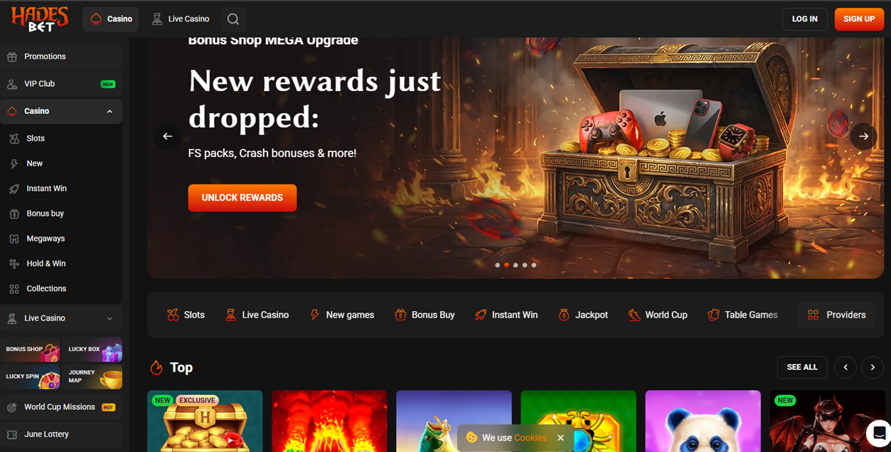 HadesBet casino screenshot