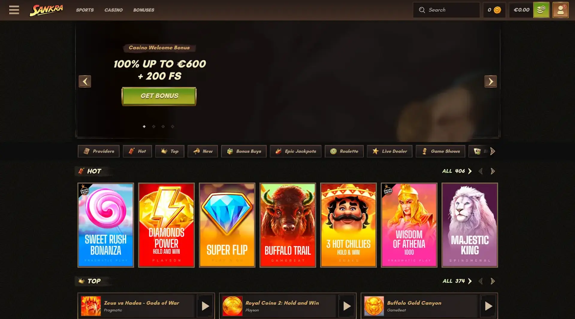 IOS Sankra casino screenshot