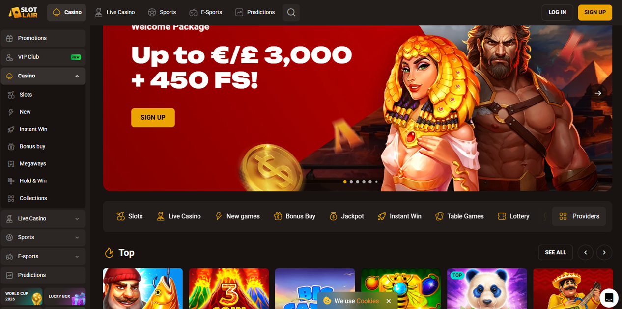 SlotLair casino screenshot